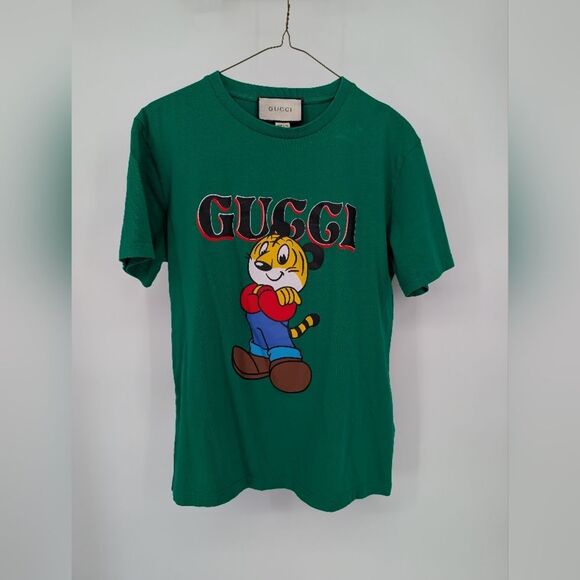 Gucci Green Cartoon Graphic Tee Short Sleeve - Picture 1 of 5